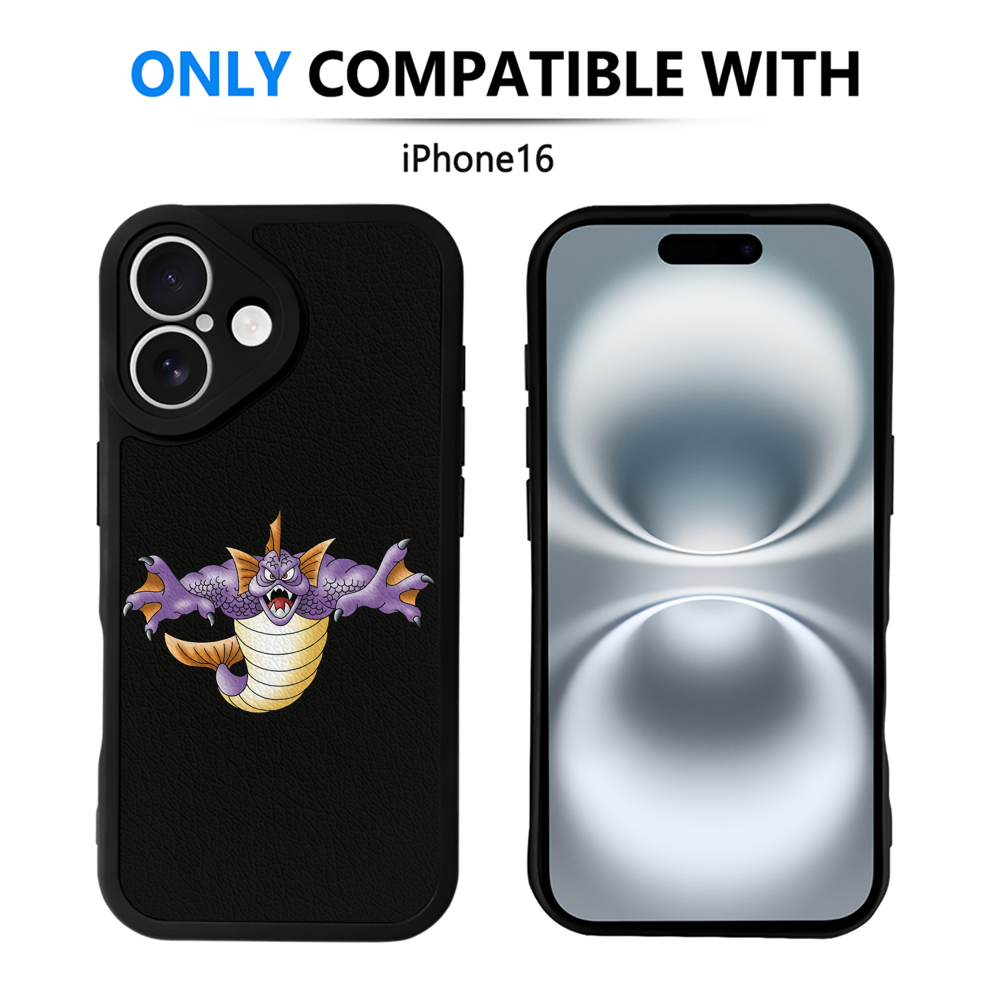 （画像用） ドラゴンクエスト Doragon Kuesuto Dragon Quest 【iPhone 16シリーズ対応】シリコンスマホケース（レザー調） 材質：シリコン